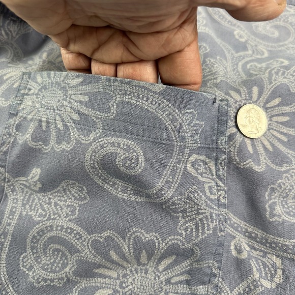 VTG Abercrombie‎ & Fitch Mens Short Sleeve Linen Shirt Large Purple Floral Y2K - Picture 3 of 13